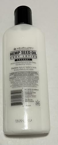 Hemp Seed Oil Body Lotion, Coconut Scent, Moisture Quench Formula, Non-Greasy Fast Absorbing Hydration, 12 FL OZ image 5