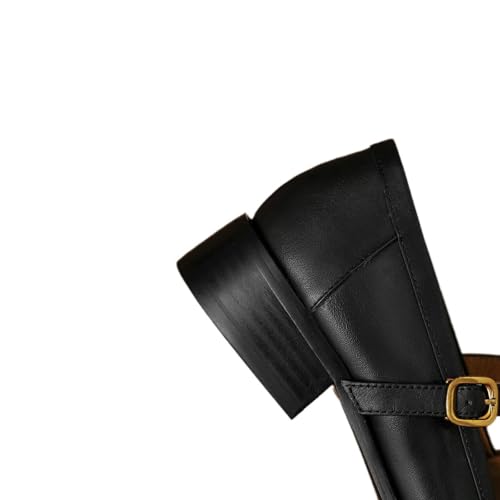 TinaCus Women's Handmade Genuine Leather Round Toe T-Strap Buckle Mary Jane Pumps Shoes4