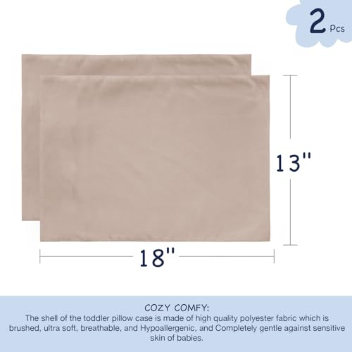 Image of EXQ Home Toddler Pillowcases Zippered 13x18 Travel Pillow Case Set of 2, Small Pillow Case Fits Baby Pillow Sized 12x16, 13x18, Kids Pillowcases 2 Pack Machine Washable (Burlwood)