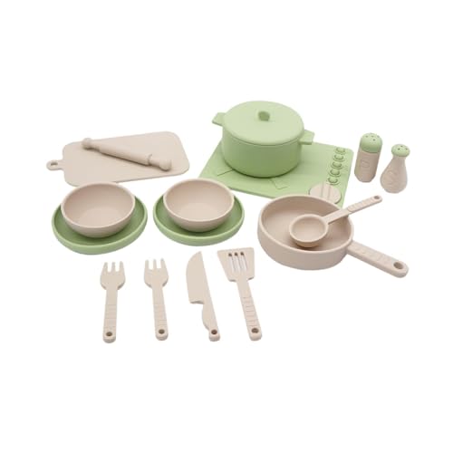 "Abbraccia" おままごとセット キッチンおもちゃ 知育玩具 おもちゃ 子供 DIY 調理器具 リアル料理 切れる おもちゃセット 切る遊び 親子遊び ごっこ遊び 女の子 男の子 誕生日プレゼント 出産祝い 入園祝い , 緑