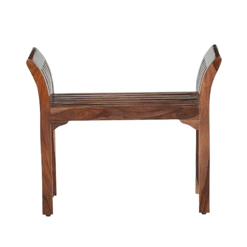 Image of Royaloak Riyu Sheesham Wood Bench for Sitting | Small Wooden Bench for Living Room, Balcony & Home | Sturdy Compact Sitting Option with Glossy Finish & Strong Wooden Legs
