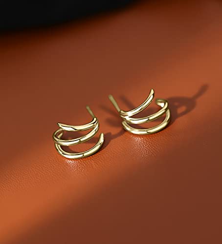 Reffeer Solid 925 Sterling Silver Multi Hoop Earrings Cuff Huggie for Women Teens Wrap Stud Earrings4