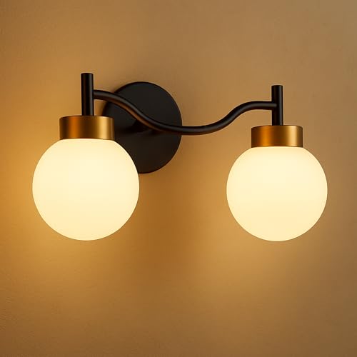 Image of SINOMAN Wall Light for Living Room Modern /Wall Lamps for Bedroom /for Living Room /Wall Lights for Home Decoration /Bedside Wall lamp (Doom Glass Double, with Bulb)