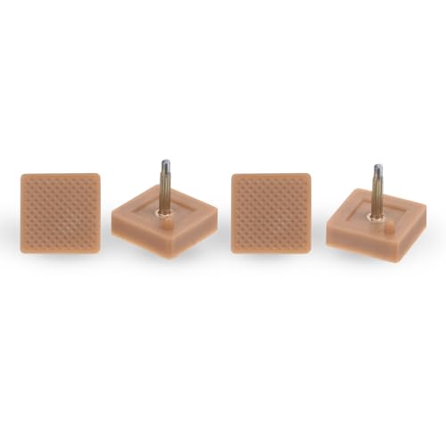 Image of HARFINGTON 3 Pairs TPU Kitten Heel Tips Shoes Replacement Tap Caps for Women High Heels, 2.4mm Pin, 16mm Square Heel Repair Caps, Beige