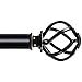 KAMANINA 1" Curtain Rod Single Window Rod 72-144" with Twisting Cage Finials, Black, Drapery Rod of Window Treatment