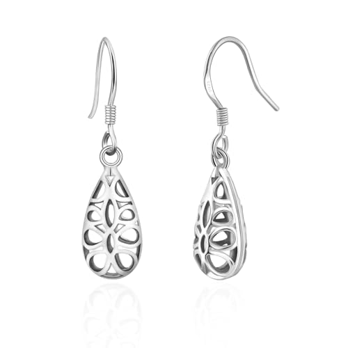 Teardrop Filigree Dangle Earrings - Hypoallergenic Minimalist Celtic Boho Earrings for Trendy Women