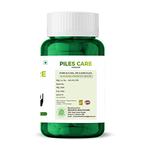 Piles care capsules - Pack of 2(60 veg caps each) | Ayurvedic | Fast relief from hemorrhoids & fissure