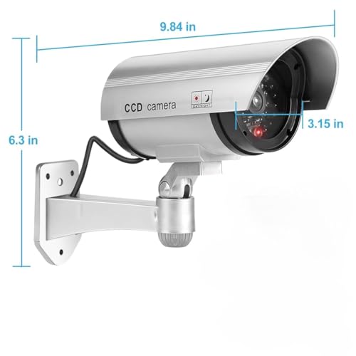 Image of QEEIG Bullet Dome Dummy Fake CCTV Camera with Ideal for Blinking Red LED Light | Waterproof, Wall Mount - Ideal for Home, Office, Storefront Security (Set of 2)
