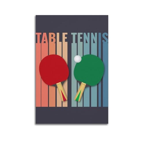 CMHONLY Vintage-Sportposter – gestreiftes Tischtennis-Poster, moderne Wandkunst, Leinwand, ästhetische Dekoration, Gemälde, 40 x 60 cm, ungerahmter Stil