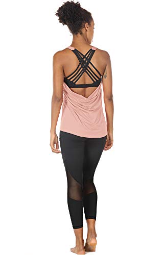 Image of icyzone Women's Open Back Workout Athletic Yoga Tank Tops with Built in Bra