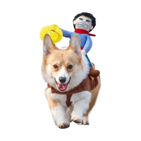 XVWJ Cowboy Rider Dog Costume for Dogs Clothes，Funny Dog Costumes Knight Style with Doll and Hat for Halloween Costumes for Dogs (S) Cover