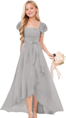Formal Short Sleeve Chiffon Dresses for Girls Ideal Junior Bridesmaid Flower Girl Outfit Stylish Party Wedding Wear2