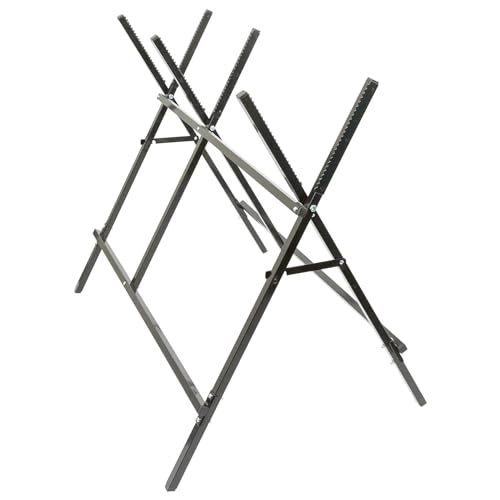 Harbour Housewares Iron Saw Horse - Black - Garden Folding Saw Horse Work Bench Folding Workbench Stand Cutting Wood Holder Lightweight Log Splitter Sawhorse for Logs Wood Sawing