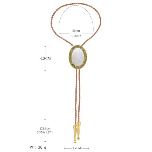 Image of Jeilwiy Bolo Tie for Men Real Stone Westwern Cowboy Ties Silver Bolos Women Leather Necktie Gift for Birthday Christmas