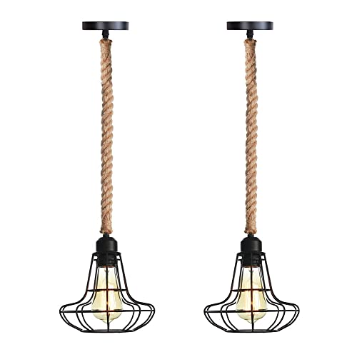 Suspension industrielle en corde de chanvre pour ambiance bistrot café
