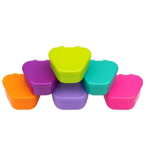 Denture Storage Boxes, Assorted Colors, 3" x 4" x 2", 12-Pack – Denture Case Containers for Mouth Guards, Retainers, Night Guards, and Dental Appliances
