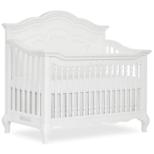 Image of Evolur Aurora Deluxe Edition 5 in 1 Curved Convertible Crib, Fairytale Nursery, Curved -headboard & Footboard, Frost