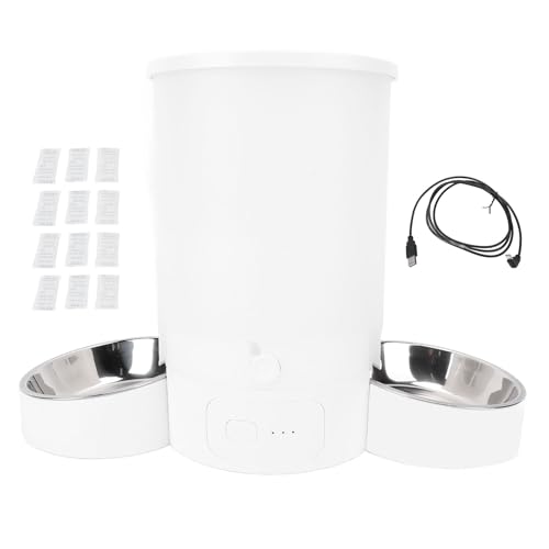 Alimentador Automático Inteligente para Gatos y Perros, Alimentador Automático WiFi para 2 Gatos, Dispensador Inteligente de Alimentos para Mascotas con Grabación de Voz y