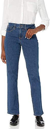 NYDJ Petite Marilyn Straight Jeans in Premium Lightweight Denim, Dark Enzyme, 00P