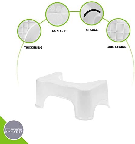 Squatting Step Toilet Stool | 8 Inch Non-Slip Bathroom Squat Aid | Proper Toilet Posture Footstool