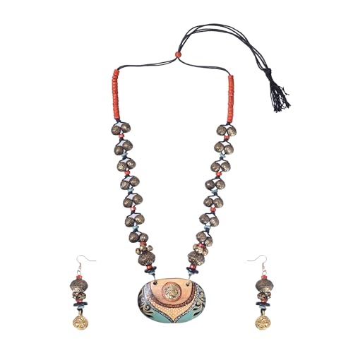 Image of AAKRITI ART CREATIONS Handcrafted Women's Jewelry Set - Ethnic Necklace and Earrings, Fashion Accessories for Special Occasions & Celebrations