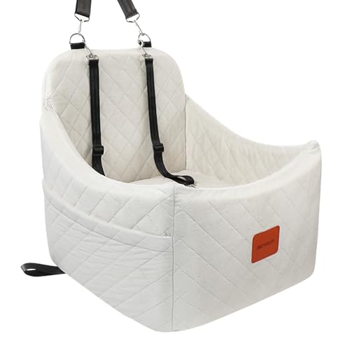 INDYBUD Seggiolino auto per cani di taglia piccola/media, resistente e supporto per animali domestici, con imbottitura completa di spugne, con visuale in viaggio, per cani di rialzo letto, lavabile in