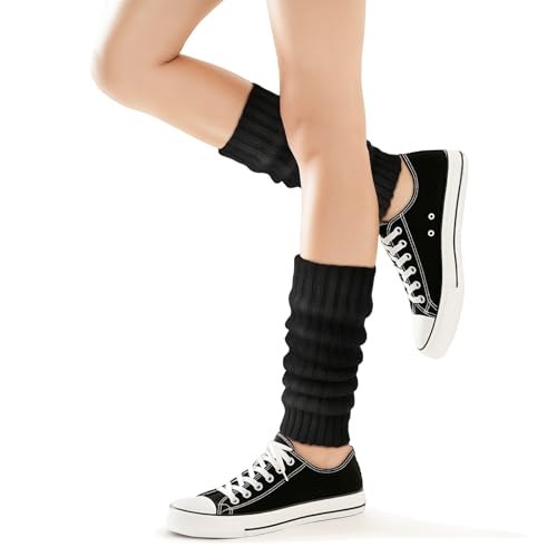 PT Haahoos Leg Warmers for Women, Fashion Leg Warmer 80s, Women's Leg Warmers, Girls Legwarmers Accessories for Party Sports (1, Black)