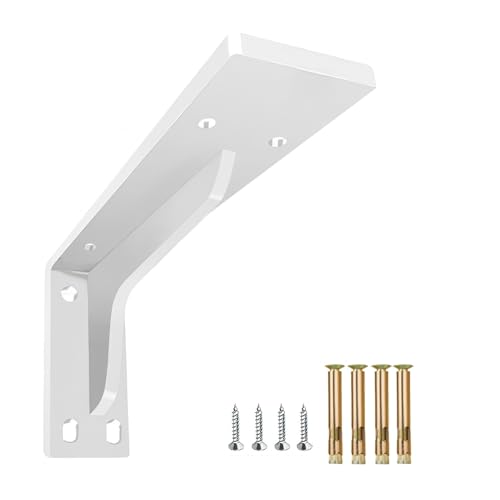 AILEWE 棚受け金具 頑丈 耐荷重200kg 厚さ2.2mm 幅さ47mm 長さ190mm,l字アングル スチール製 防水 防錆,壁 金具 l型 幅広 DIY 省スペース,ネジ付き 2本セット (白 190mm)