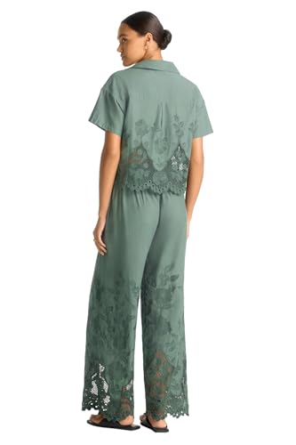 2024 Cruise Women's Swimwear Flora Beachside Broderie Cropped Shirt Swimsuit Cover Up3