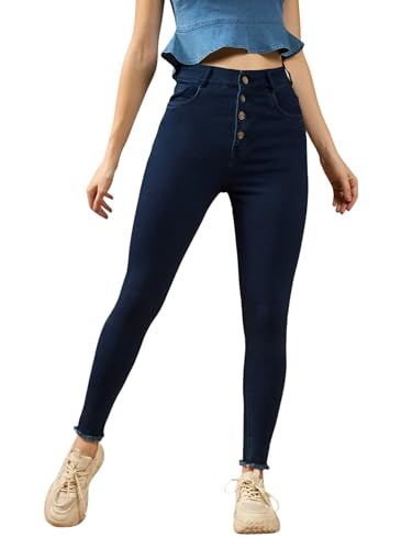 Image of Dolce Crudo Women's Skinny High Rise Bleached Cropped Stretchable Denim Jeans