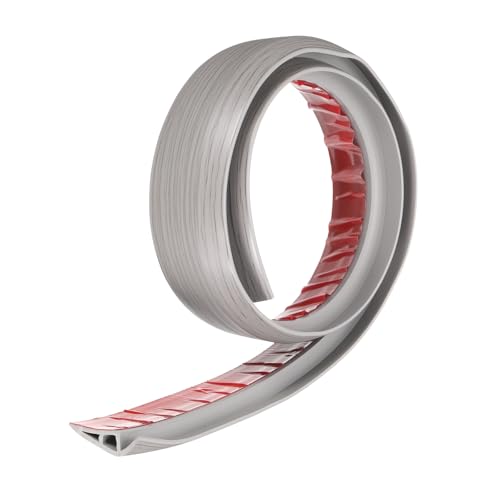 sourcing map Floor Transition Strip 2 3.33ft Self Adhesive PVC Carpet to Tile Transition Edging Trim Peel and Stick Cover Strip for Uneven Floors Height 10mm, Grey Wood Grain