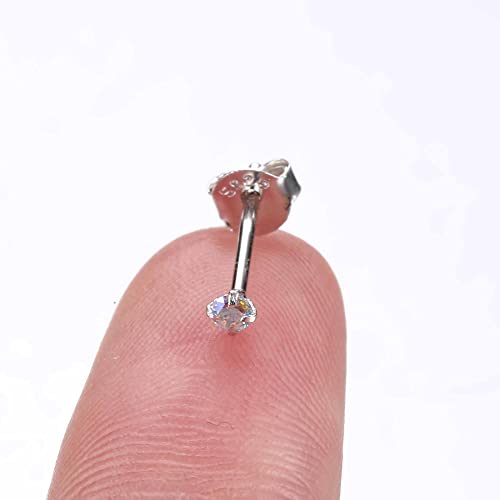 Patisorna 925 Sterling Silver 2Mm Tiny Long Post Cubic Zirconia Stud Earrings For Women Men,Aurora Rainbow Earrings Platinum/Gold/Rose Gold Plated Tiny Cz Studs Earrings Hypoallergenic #TOP5