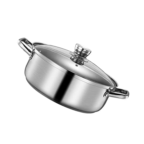 GALPADA 1 Pieza Olla Pato Mandarín De Acero Inoxidable Wok Bote Artilugio Olla Caliente Con Divisor Electrico Utensilios De Cocina Para Acampar Estofado Sartén Horno Silver Vidrio Templado