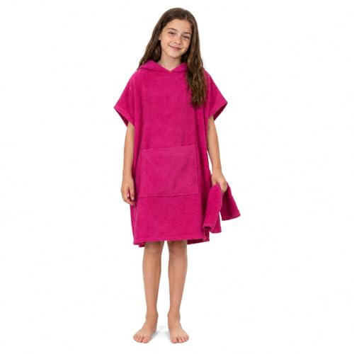 Image of ALLEN & MATE 100% Cotton Kids Hooded Surf Poncho Changing Robe, Quick Absorbent Wearable Swim Towel Boys & Girls, 6-13 Years
