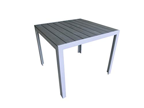 Pure Home & Garden Aluminium Gartentisch Fire 90x90 Silber mit Nonwood Tischplatte, absolut wetterfest