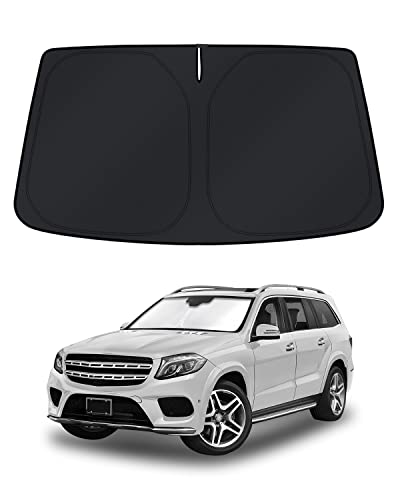 Image of KUST Windshield Sun Shade for Mercedes-Benz GL-Class (GL400 /GLS400 /GL450 /GLS450 /GL550 /GLS500 /GLS550 /GL63 /GLS63) 2013-2019 Window Accessories Shade Sun Visor Foldable Block UV Rays Keep Car Cooler