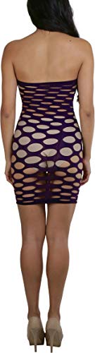 Image of ToBeInStyle Women's Stretch See Through Fishnet Novelty Mini Rave Party Dress