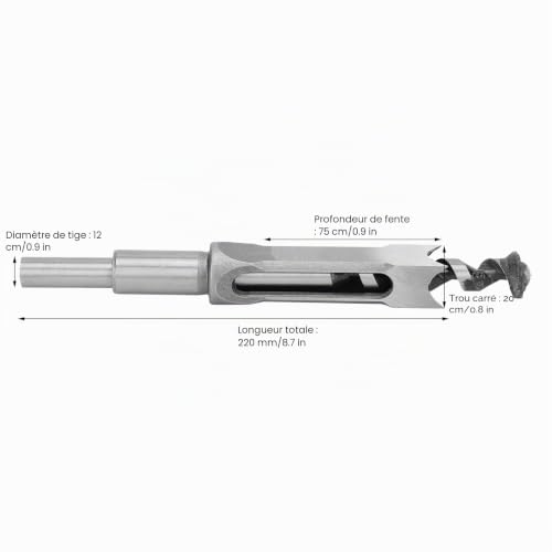 Foret de ciseau à mortaise de trou carré 20mm pour menuiserie