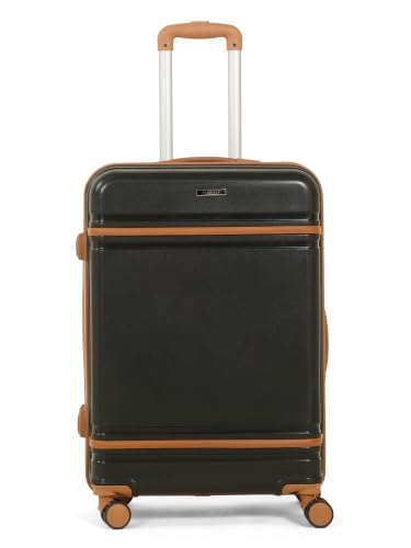 Image of Teakwood Medium Size 8 Wheels Trolley Bag, Hard Cabin with Zipper Closure, Adjustable Push Button & Cross Side Strap, Number Lock System 360 Degree (Medium, Black)