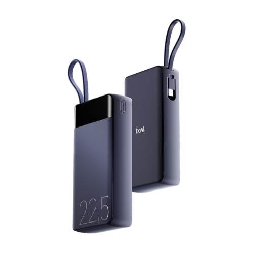 Image of boAt Apex PB400 with in-Built Type-C Cable; 20000 mAh 2-Way PD 22.5W Fast Charging Powerbank with Triple Output; Premium Finish; for Android, iPhone 17 /16 /Pro, Samsung, iPad (Storm Blue)