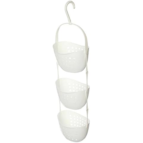 Katoot Kitchen Fruit Basket Shower Caddy Bath Rack Plastic Hanging Over Tidy Shower Organiser Bathroom Supplies 3 Tier (White) Cover