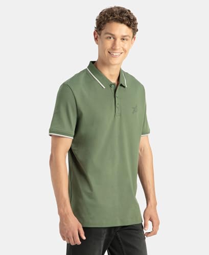 Image of Jockey 3911 Men Super Combed Cotton Rich Solid Half Sleeve Polo T-Shirt (Prints May Vary)