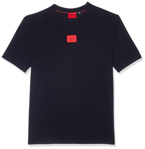 HUGO mens Ribbed Crew Neck Regular Fit Center Logo T-shirt T-Shirt