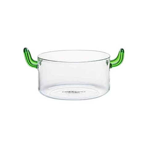 Sywlwxkq Suppenschüssel mit 2 Griffen 500 ml, transparente Suppentassen mit Griffen aus Kristallglas Mikrowellengeeignete mikrowellengeeignete Küche Modern Cover