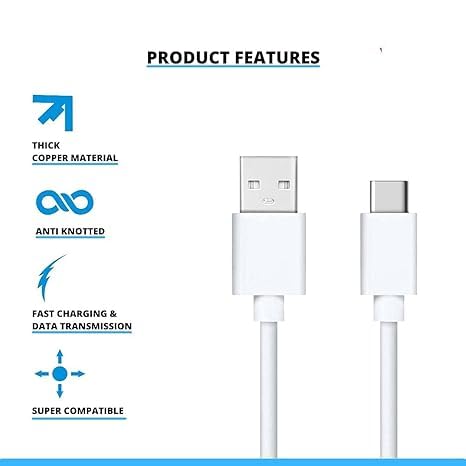 Image of Original 65W Fast Charging Type C Cable Compatible for Sam Sung M50 | M51 | M51s | A21 | M10s | M40 |A51 (fast26)