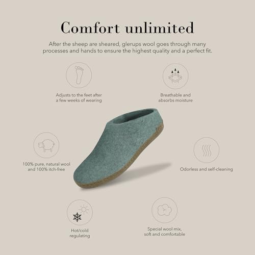 Image of Glerups 100% quality wool mix Slipper with leather sole - Unisex Slip-on