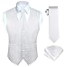 HISDERN Gilet da sposa bianco per gilet Paisley da uomo Cravatta jacquard Fazzoletto da taschino Fazzoletto da cerimonia nuziale Set completo di gilet da lavoro XXL