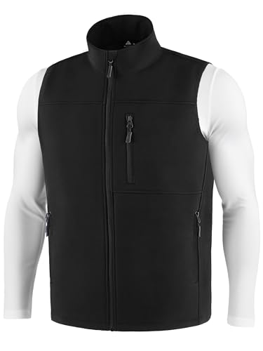 Mens Windproof Golf Vest Outerwear Fleece Lined Softshell Sleeveless Lightweight Jacket