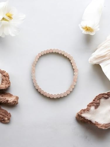 Bracelet en quartz rose sur fil nylon extensible de 52mm
