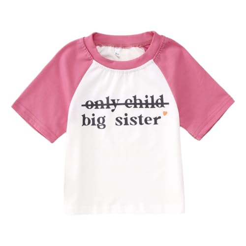 Image of IZYJOY Big Sister Shirt Toddler Baby Girl Only Child Promoted to Big Sister Announcement Tshirt Sibling Reveal Tee Outfit